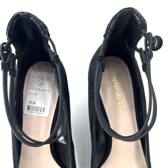 Nine West Sawtelle Black Suede Ankle Strap Kitten Heel Pumps - Picture 7 of 10